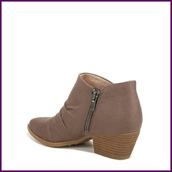 Women's Microsuede Ankle Boots with Zipper, Stacked Heel, Recycled Materials - Picture 6 of 8